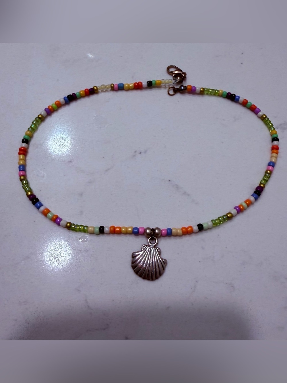Multicolor Beaded Shell Charm Necklace - Women Jewelry